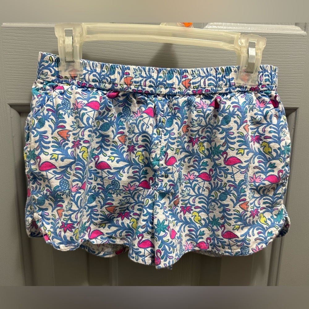 Vineyard Vines Floral Flamingos Girl’s Pull-On 100% Cotton Shorts Lined Small